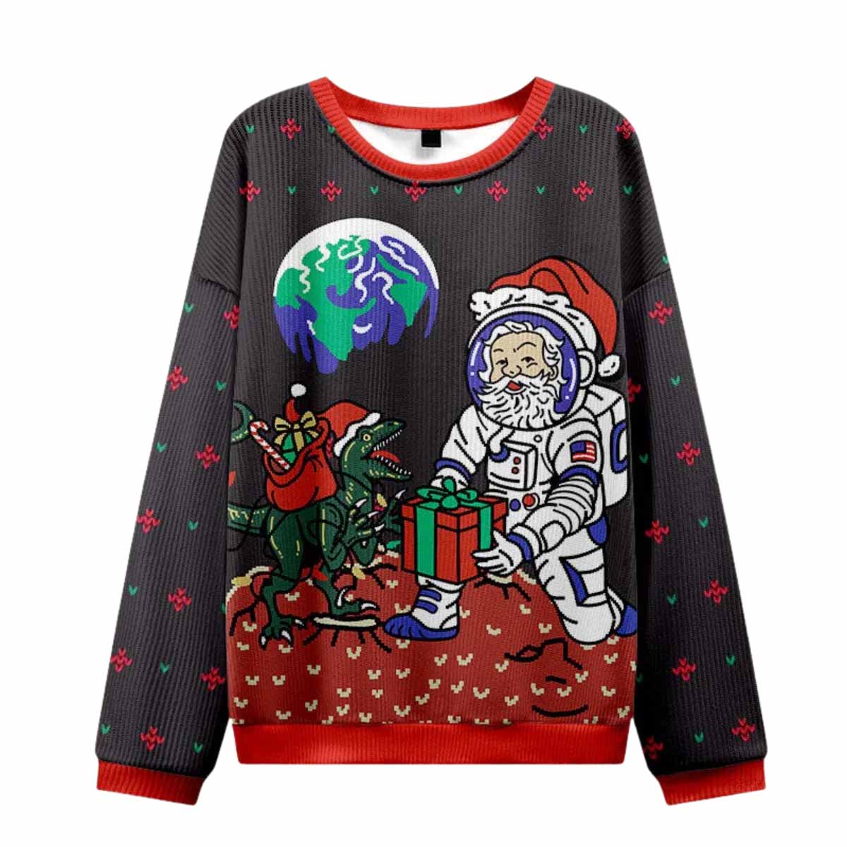 Astronaut Santa Black Ugly Christmas Sweater Astronaut Santa Black Ugly Christmas Sweater