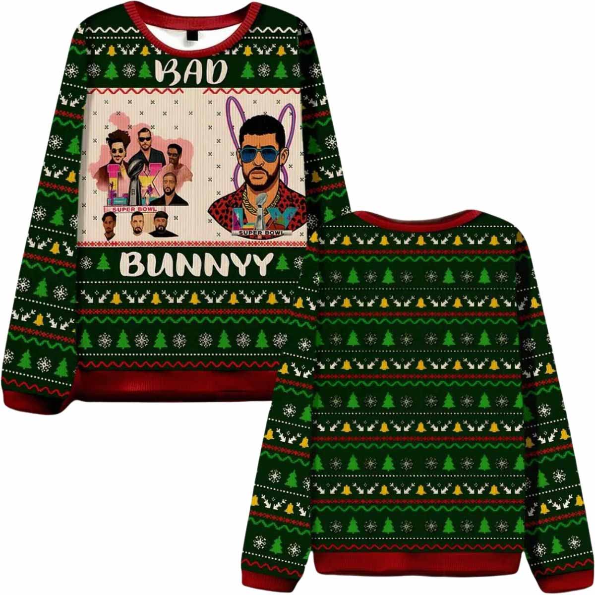 Bad Bunny Bowl Ugly Christmas Sweater Bad Bunny Bowl Ugly Christmas Sweater