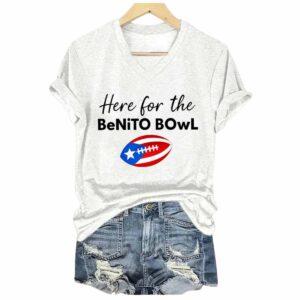Bad Bunny Here For The Benito Bowl V-Neck T-Shirt Bad Bunny Here For The Benito Bowl V-Neck T-Shirt