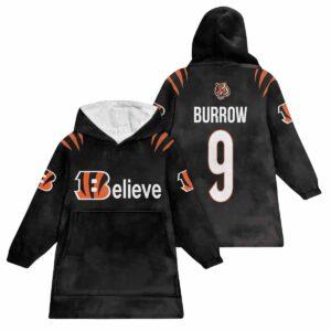 Believe 9 Cincinnati Football Unisex Blanket Hoodie Believe 9 Cincinnati Football Unisex Blanket Hoodie