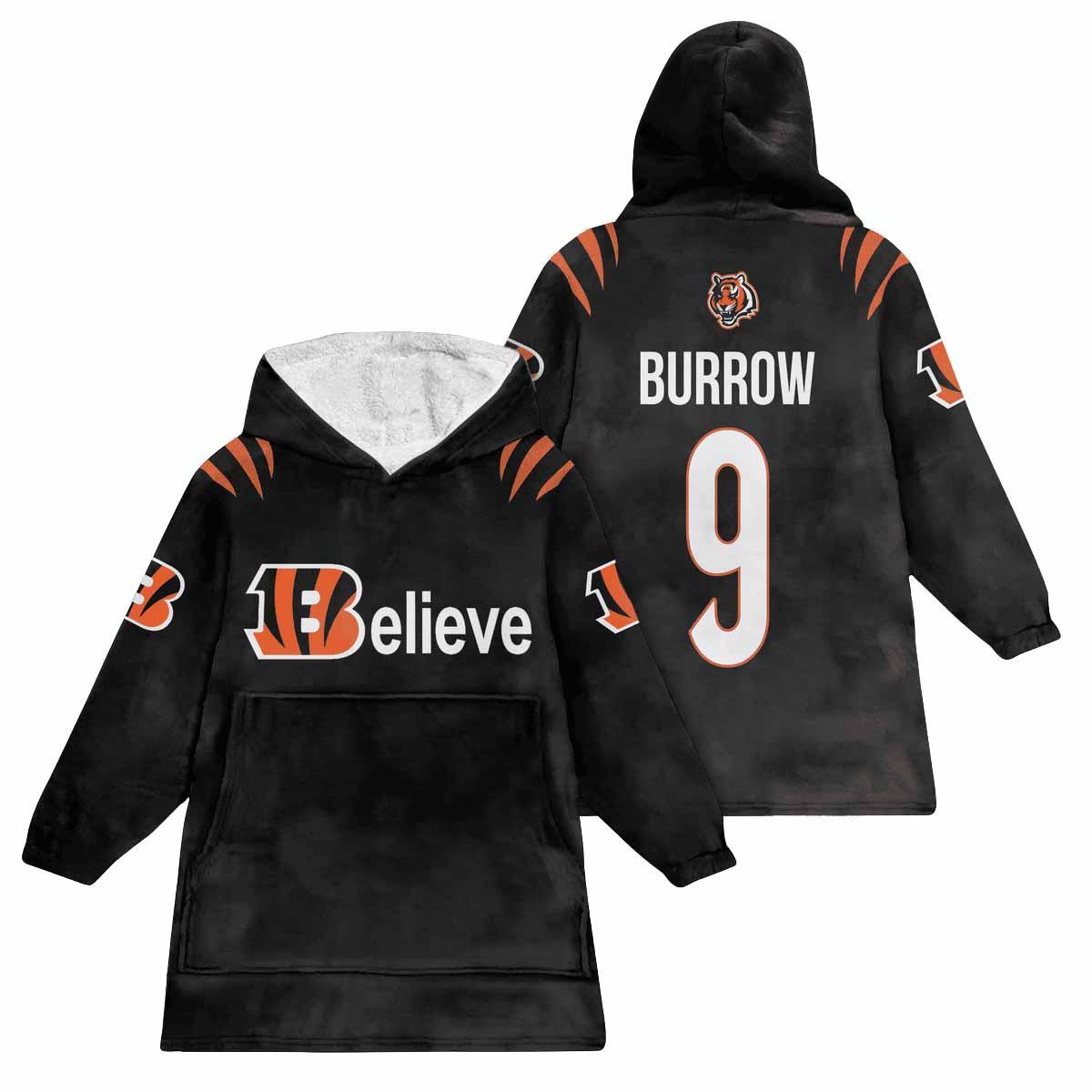 Believe 9 Cincinnati Football Unisex Blanket Hoodie Believe 9 Cincinnati Football Unisex Blanket Hoodie