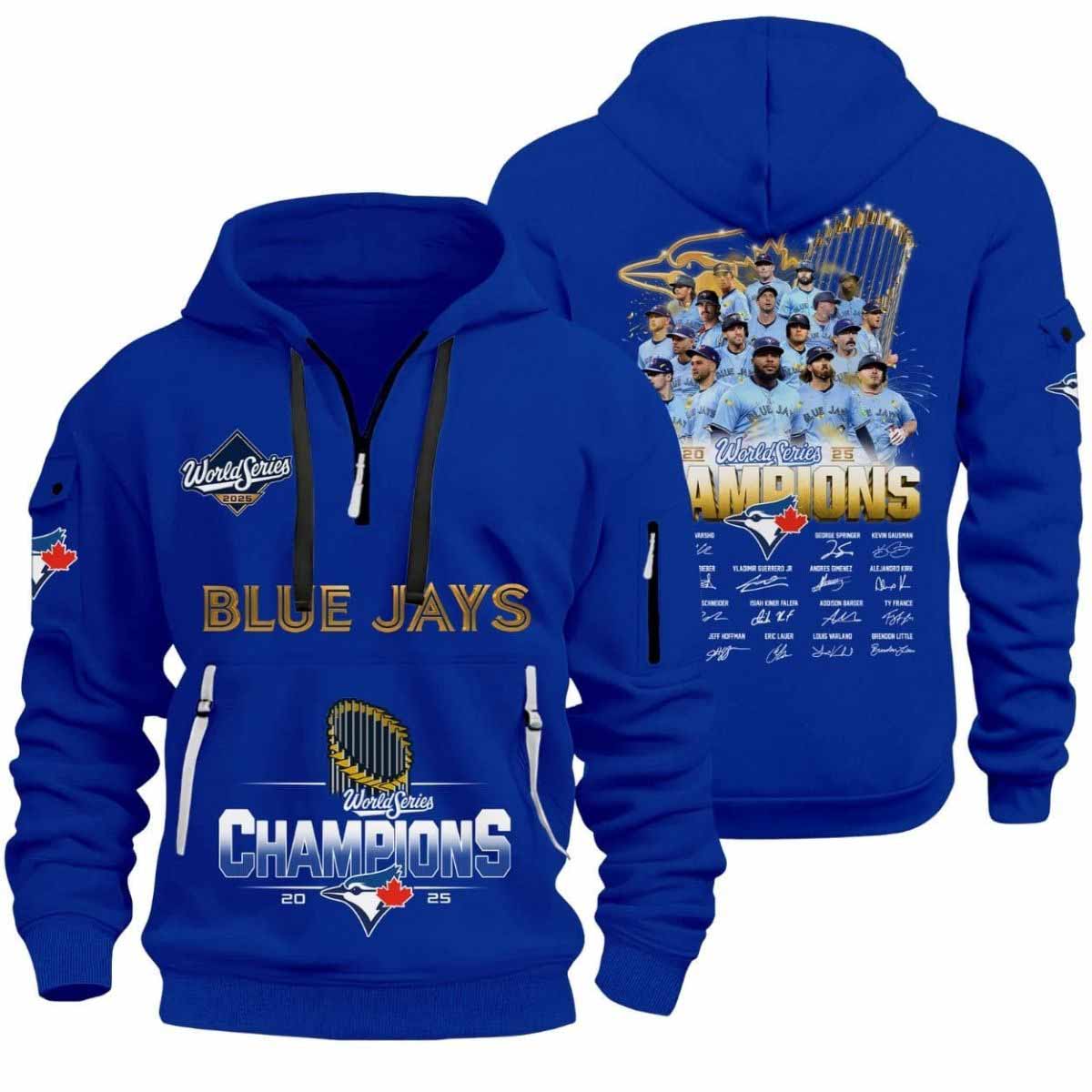 Blue Jays World Series 2025 Signature Quarter Zip Hoodie Blue Jays World Series 2025 Signature Quarter Zip Hoodie