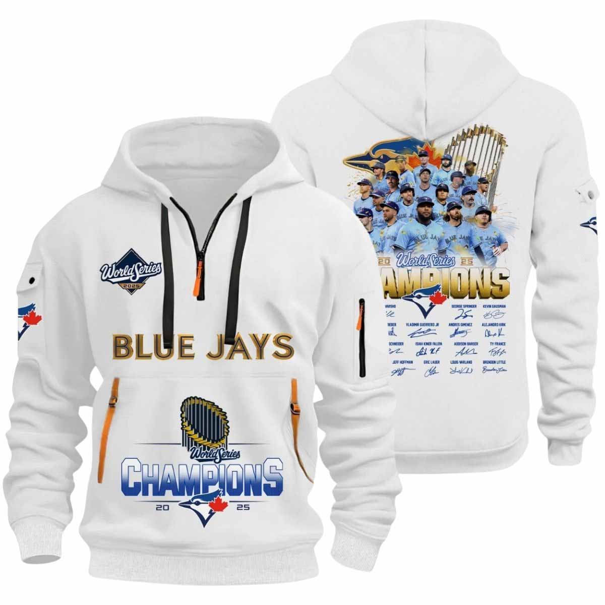 Blue Jays World Series 2025 Signature Quarter Zip Hoodie Blue Jays World Series 2025 Signature Quarter Zip Hoodie
