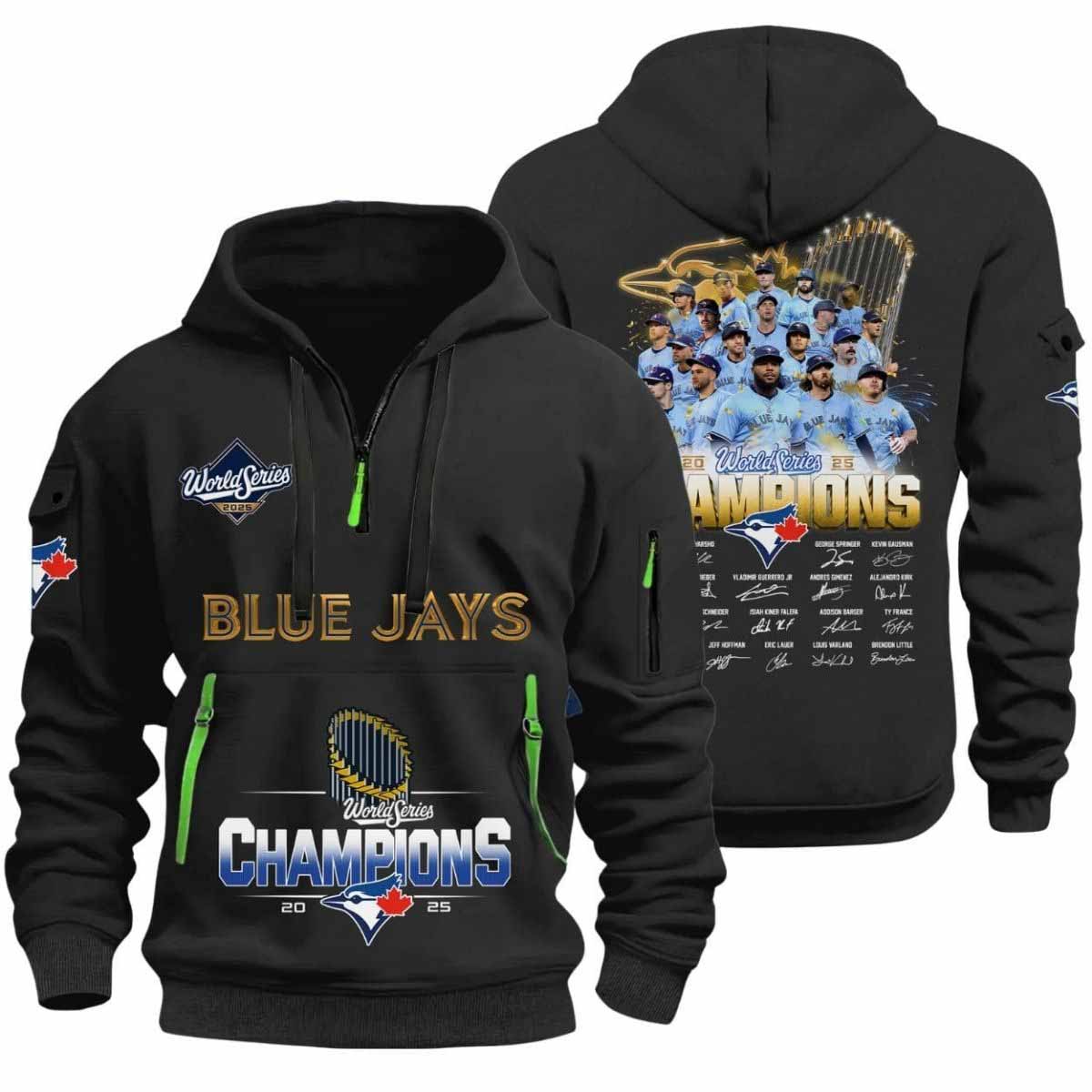 Blue Jays World Series 2025 Signature Quarter Zip Hoodie Blue Jays World Series 2025 Signature Quarter Zip Hoodie