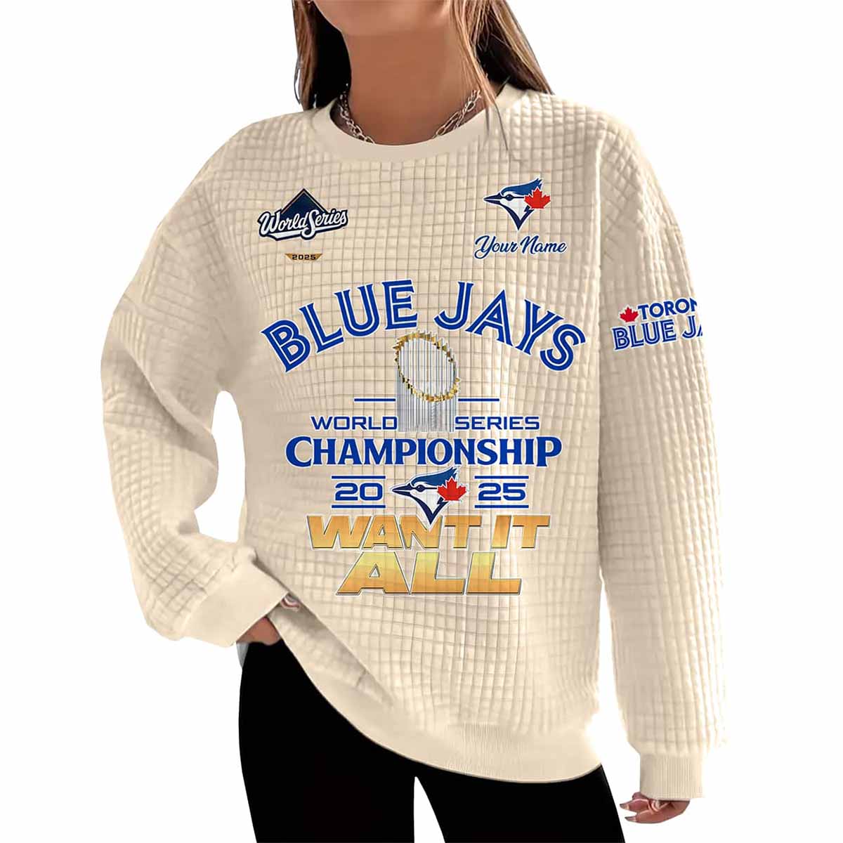 Blue Jays World Series Championship 2025 Waffle Sweatshirt Blue Jays World Series Championship 2025 Waffle Sweatshirt