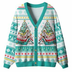 Books Of The Christmas Tree Ugly Cardigan Sweater Books Of The Christmas Tree Ugly Cardigan Sweater
