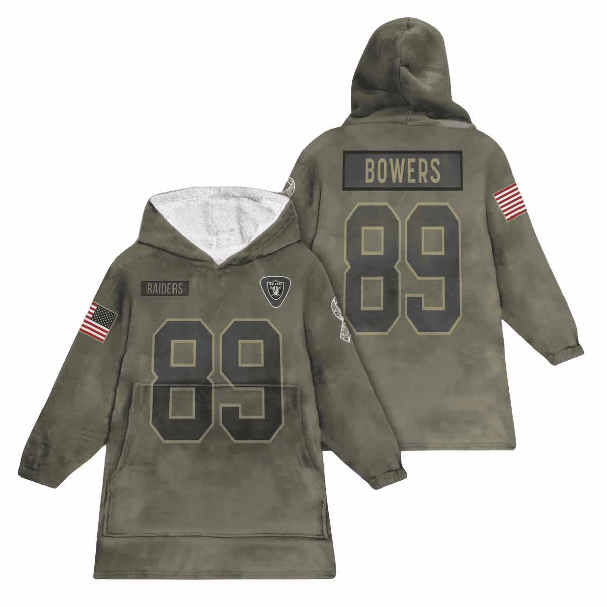 Bowers 89 Raiders Football Blanket Hoodie Bowers 89 Raiders Football Blanket Hoodie