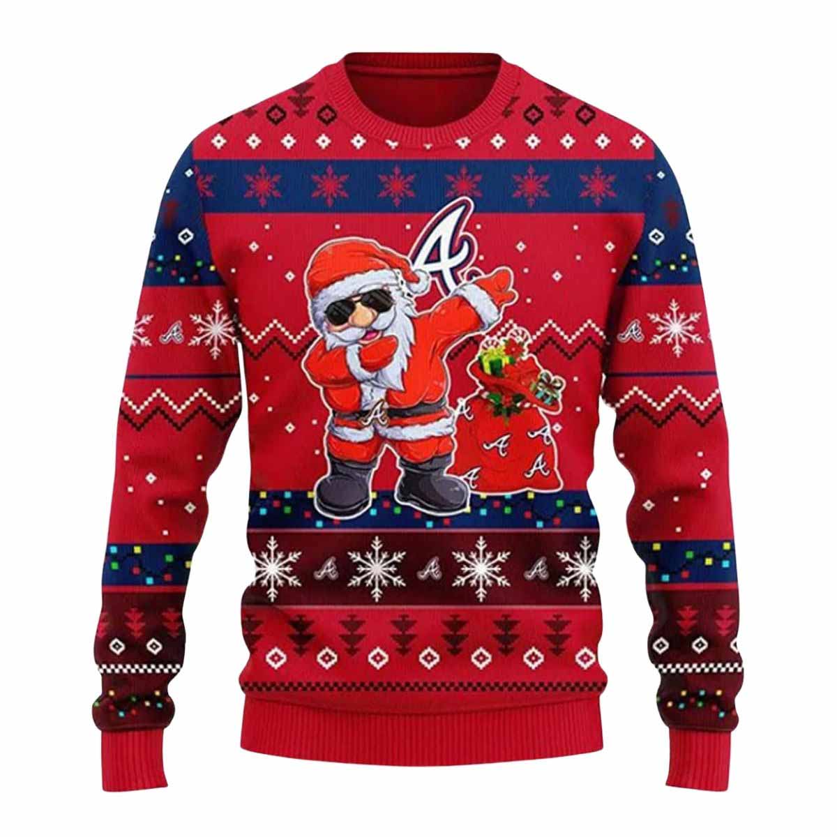 Braves Dabbing Santa Claus Ugly Christmas Sweater Braves Dabbing Santa Claus Ugly Christmas Sweater