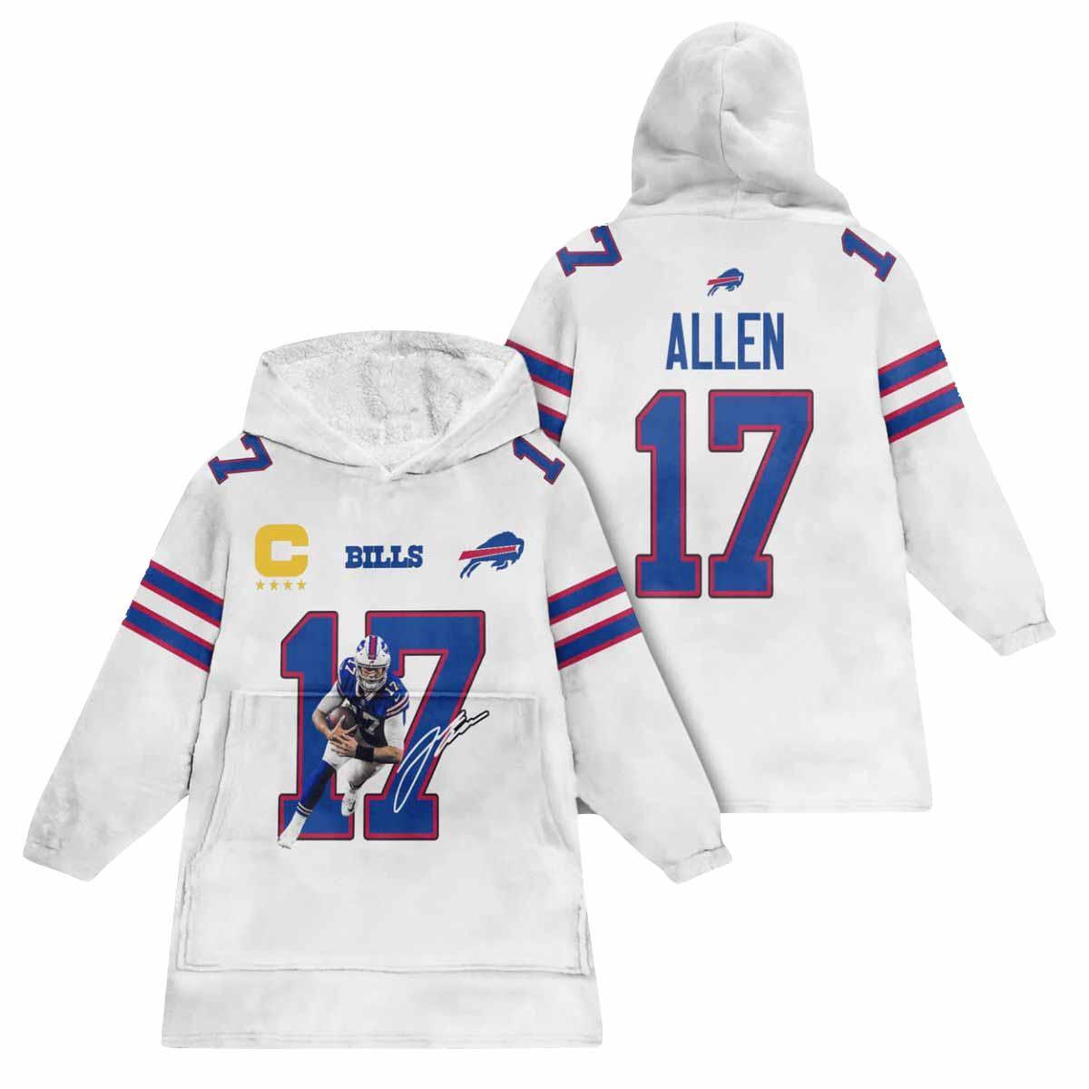 Captain Josh Allen 17 Buffalo Football Unisex Blanket Hoodie Captain Josh Allen 17 Buffalo Football Unisex Blanket Hoodie