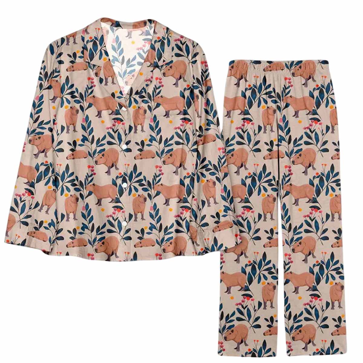Capybara and Plants Pajama Set Capybara and Plants Pajama Set