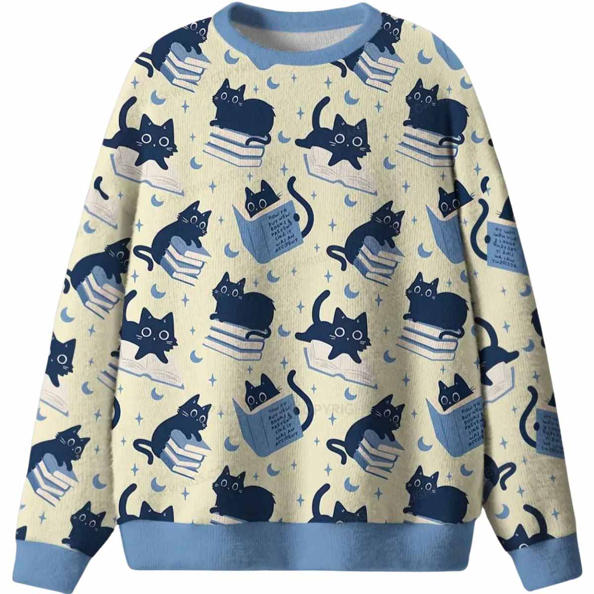Cat Reading Ugly Christmas Sweater Cat Reading Ugly Christmas Sweater