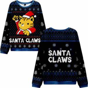 Cat Santa Claws Ugly Christmas Sweater
