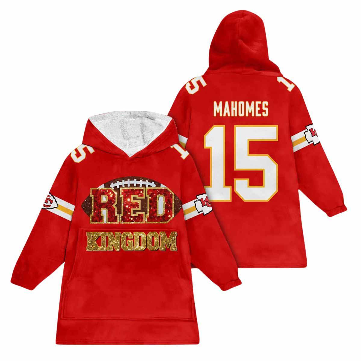 Chiefs Red Kingdom Mahomes 15 Unisex Blanket Hoodie Chiefs Red Kingdom Mahomes 15 Unisex Blanket Hoodie