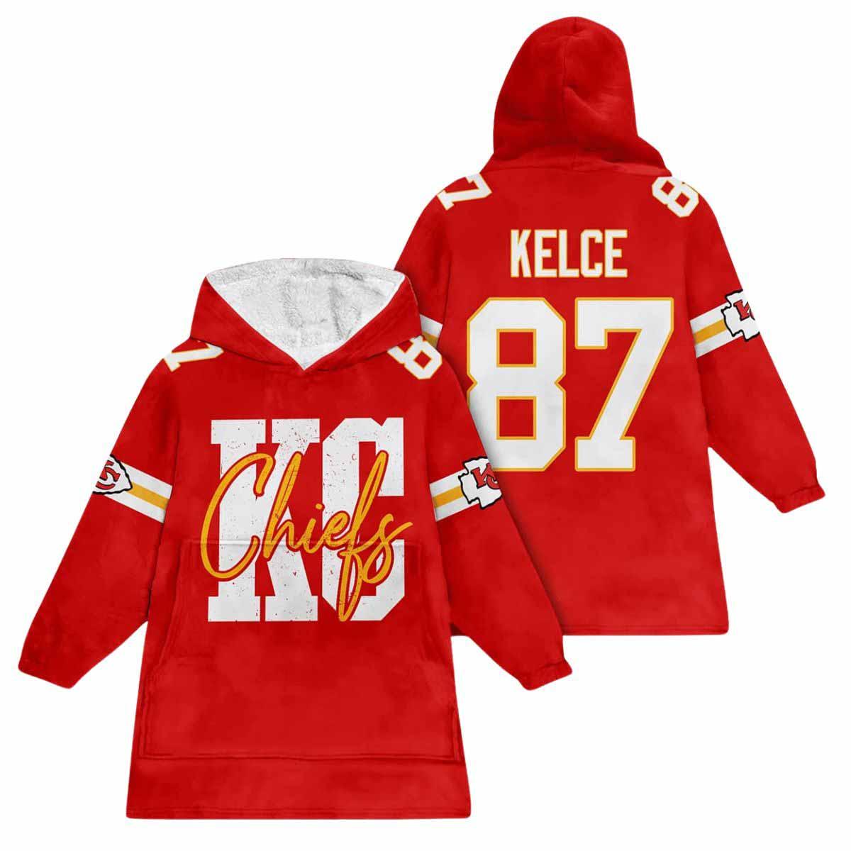 Chiefs Travis Kelce 87 Unisex Blanket Hoodie Chiefs Travis Kelce 87 Unisex Blanket Hoodie