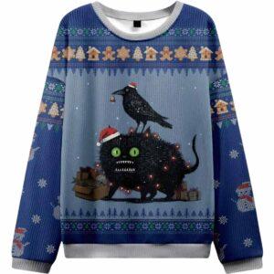 Christmas Chaos Cat Crow And Fish Unite Ugly Christmas Sweater Christmas Chaos Cat Crow And Fish Unite Ugly Christmas Sweater