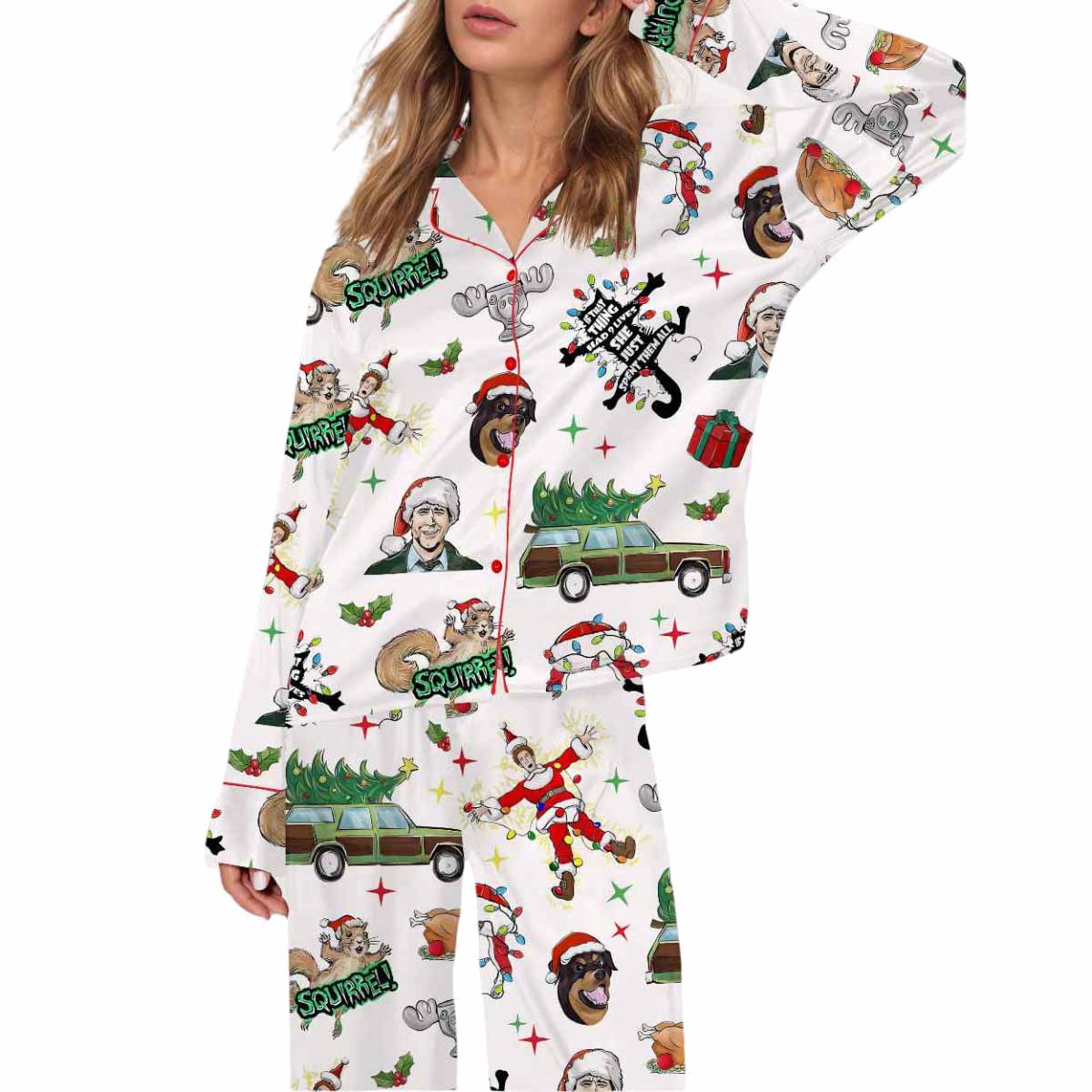 Christmas Vacation Clark Silky Satin Pajama Set Christmas Vacation Clark Silky Satin Pajama Set