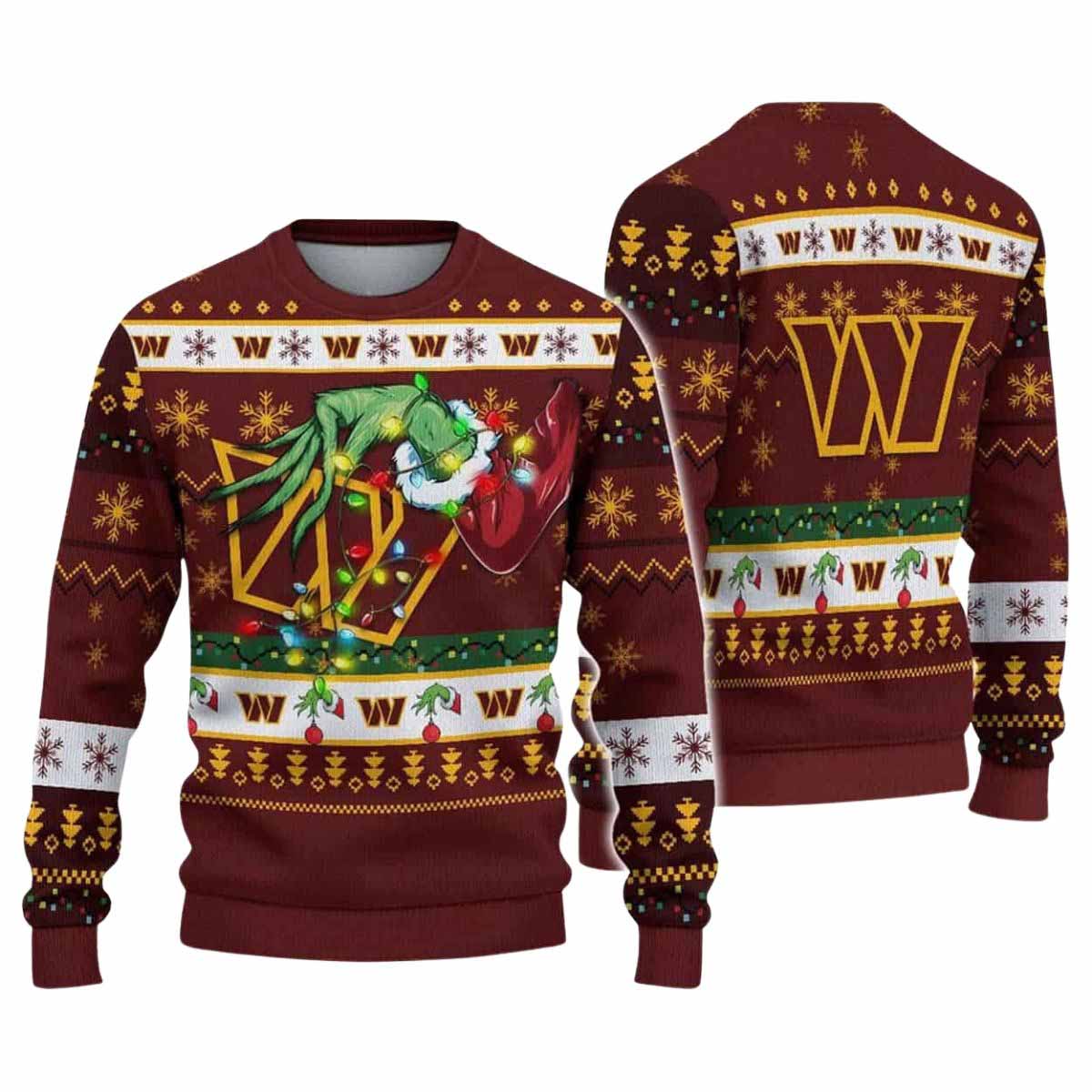 Commanders Grnch Hand Ugly Christmas Sweater Commanders Grnch Hand Ugly Christmas Sweater