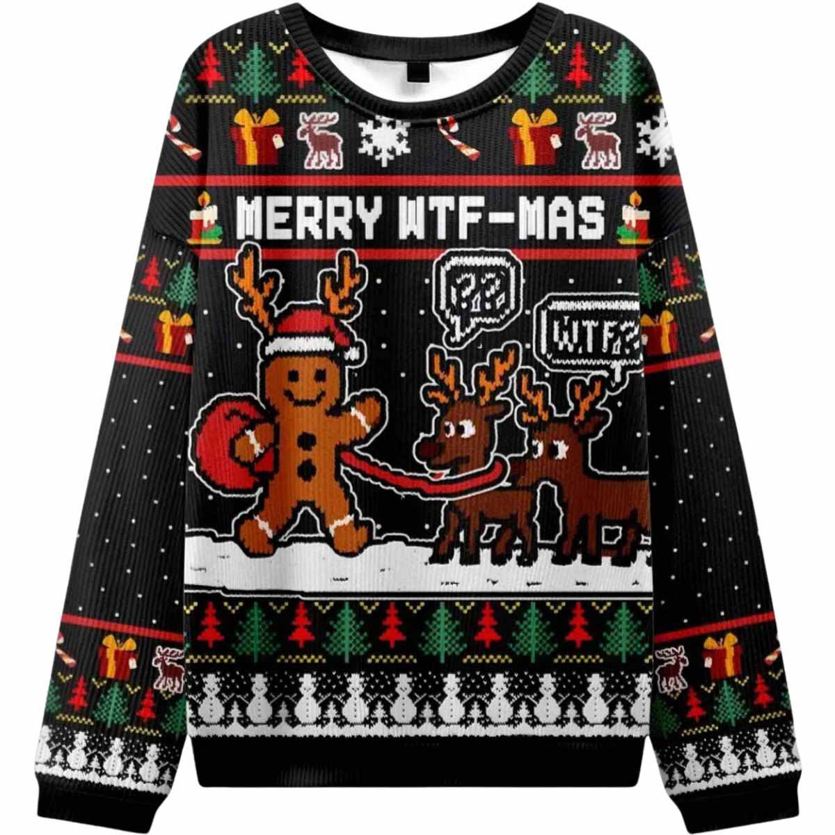Confused Reindeer Ugly Christmas Sweater Confused Reindeer Ugly Christmas Sweater