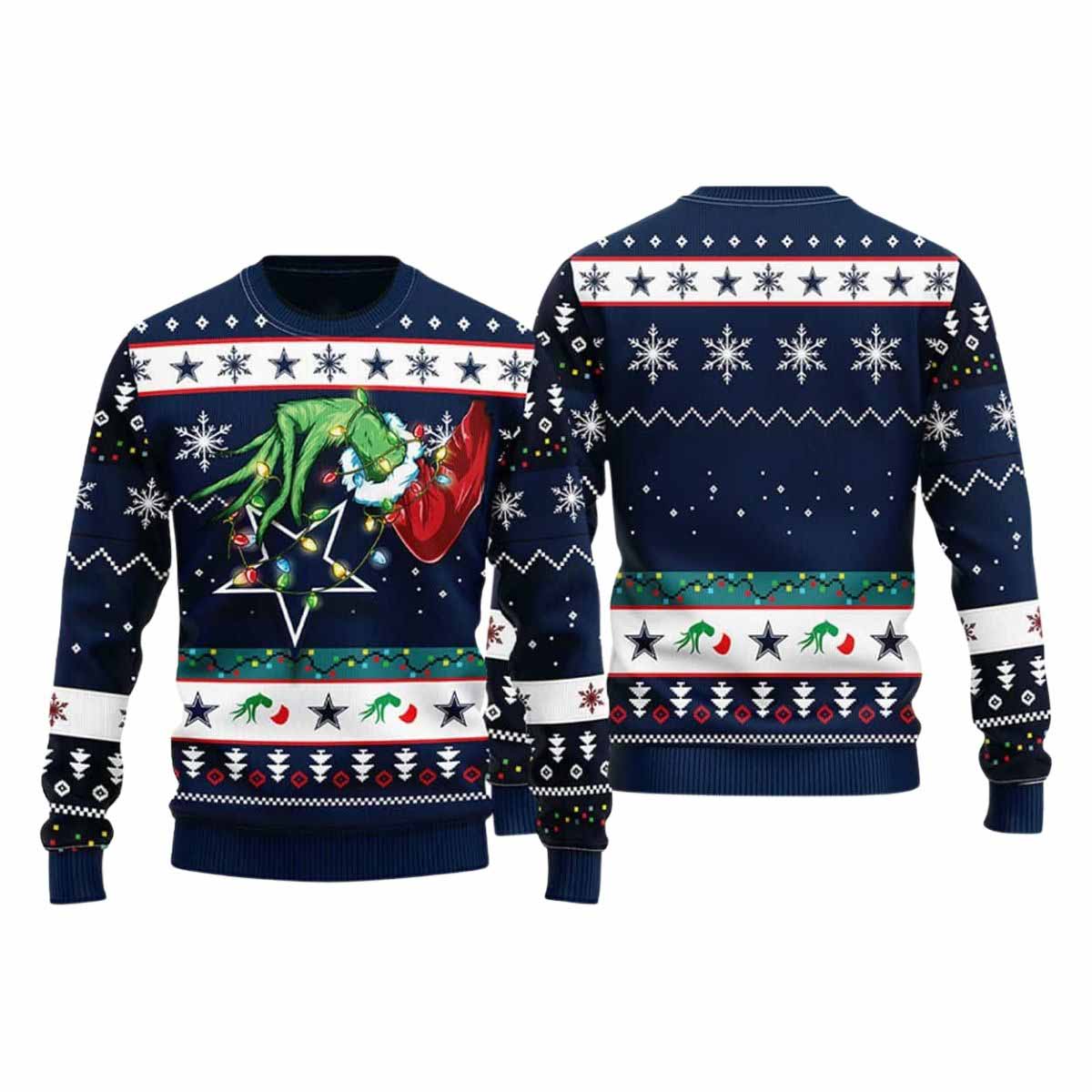 Cowboys Grnch Hand Ugly Christmas Sweater Cowboys Grnch Hand Ugly Christmas Sweater