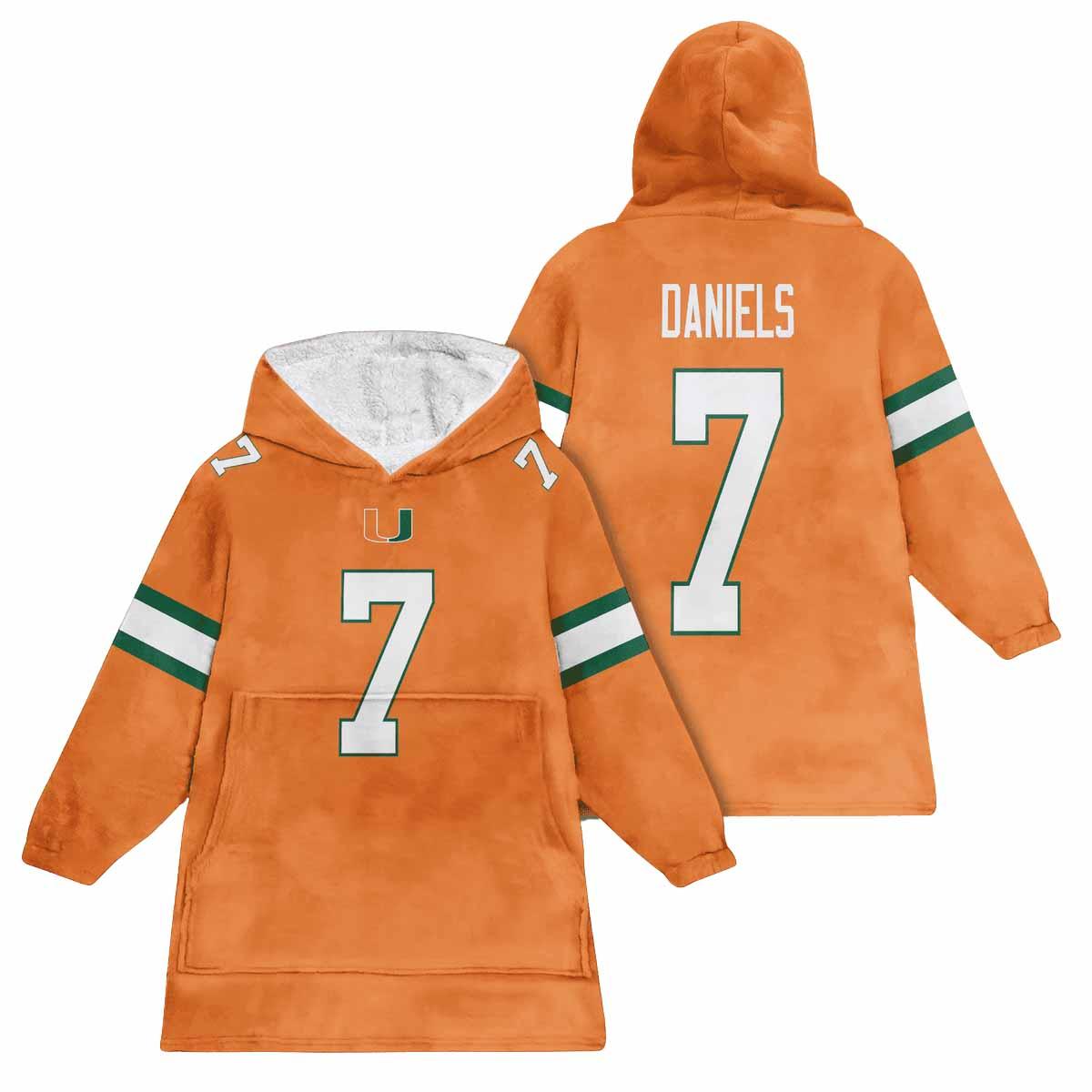 Daniels 7 Miami Football Unisex Blanket Hoodie Daniels 7 Miami Football Unisex Blanket Hoodie