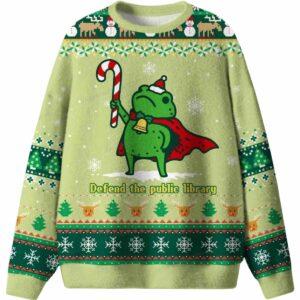Defend The Public Library Ugly Christmas Sweater Defend The Public Library Ugly Christmas Sweater
