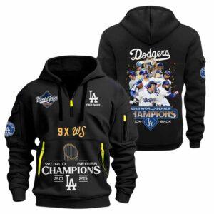 Dodgers 9X World Series Champions 2025 Quarter Zip Hoodie