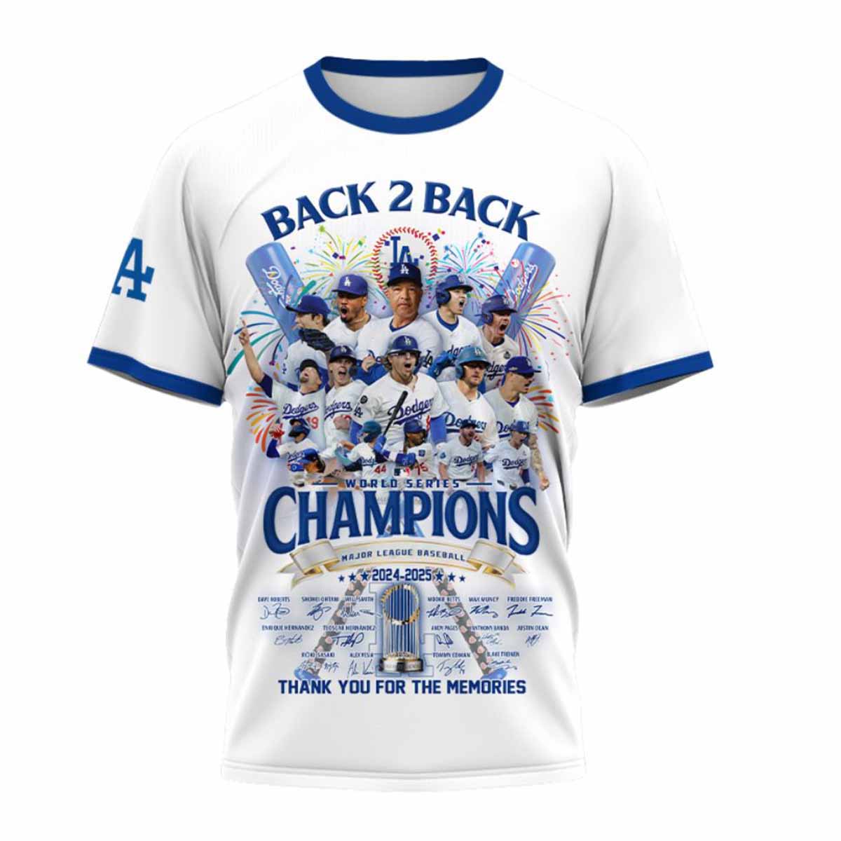Dodgers Back 2 Back World Series Champions Thank You For The Memories 2025 Shirt Dodgers Back 2 Back World Series Champions Thank You For The Memories 2025 Shirt
