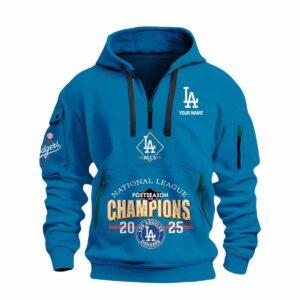 Dodgers National League Champions 2025 Personalized Quarter Zip Hoodie