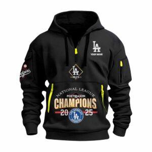 Dodgers National League Champions 2025 Personalized Quarter Zip Hoodie