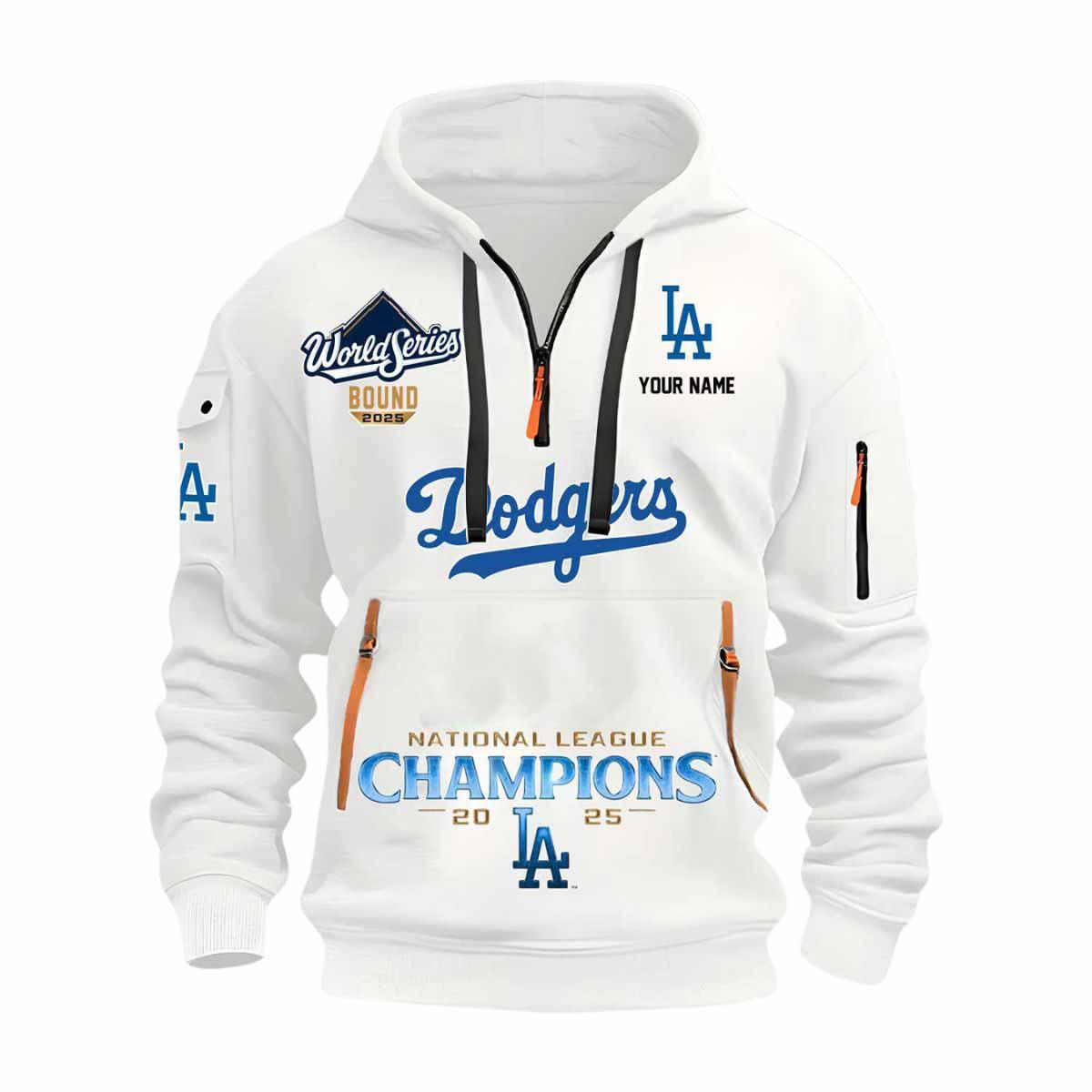 Dodgers World Series National League 2025 Quarter Zip Hoodie Dodgers World Series National League 2025 Quarter Zip Hoodie