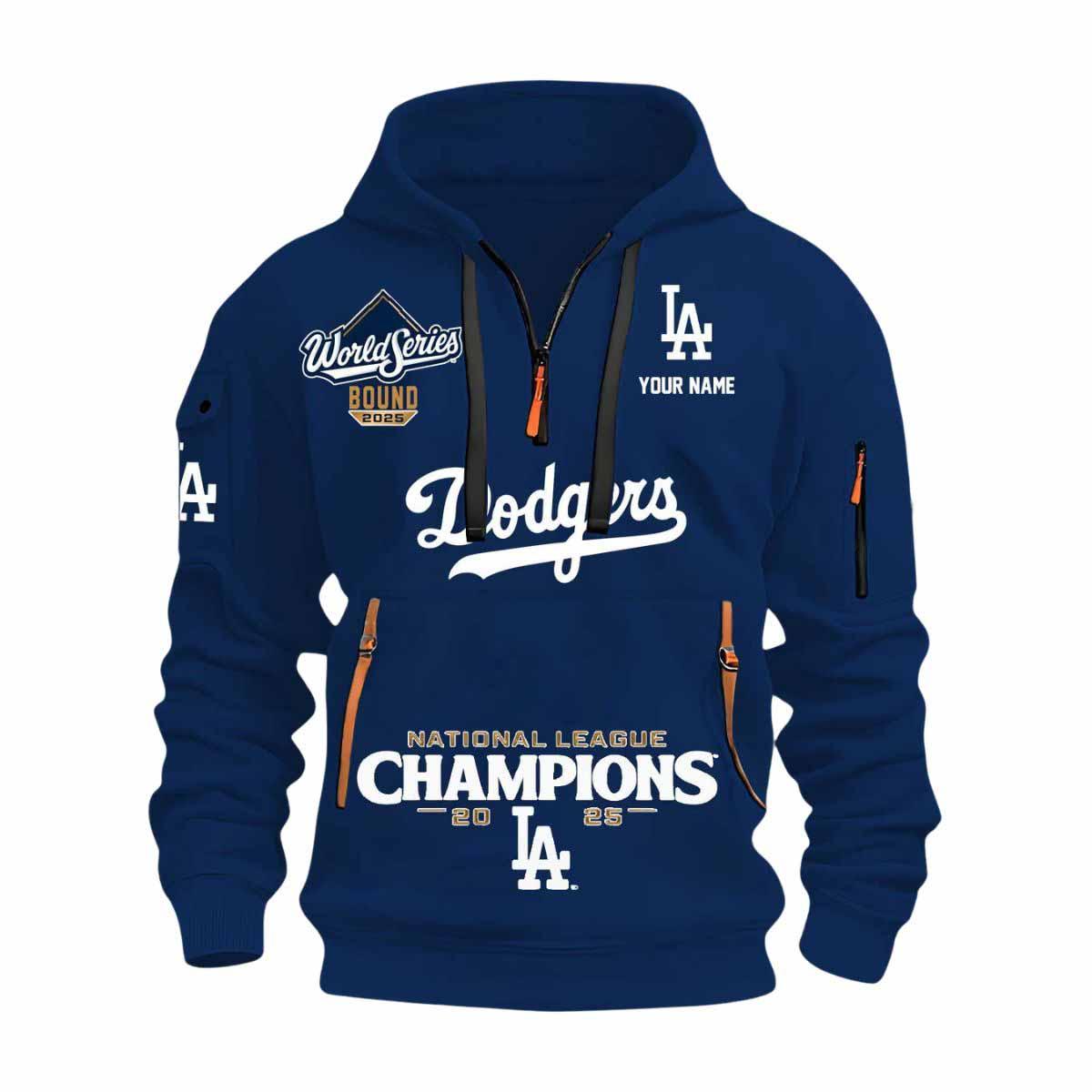 Dodgers World Series National League 2025 Quarter Zip Hoodie Dodgers World Series National League 2025 Quarter Zip Hoodie