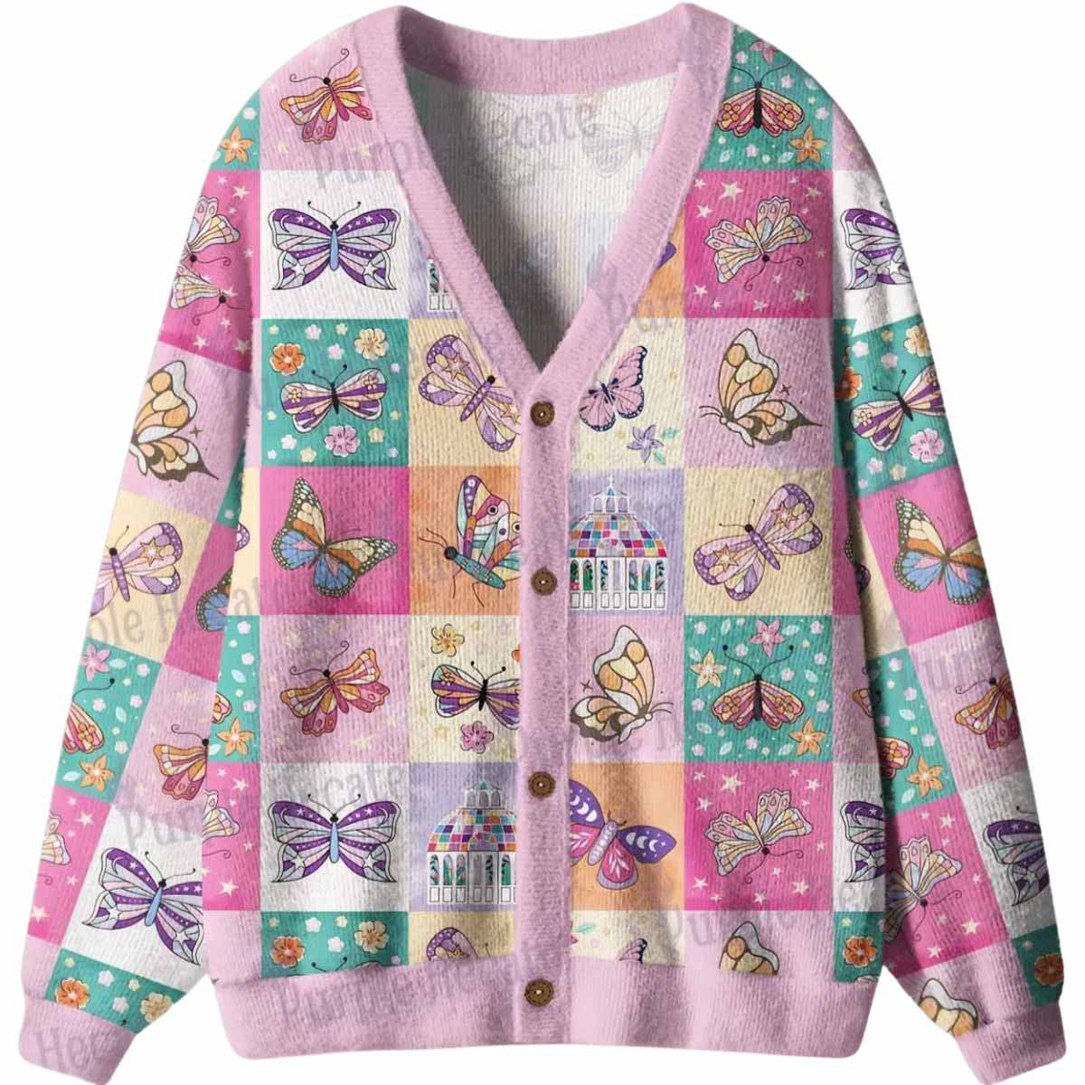 Dreamy Butterfly Garden Ugly Cardigan Sweater Dreamy Butterfly Garden Ugly Cardigan Sweater