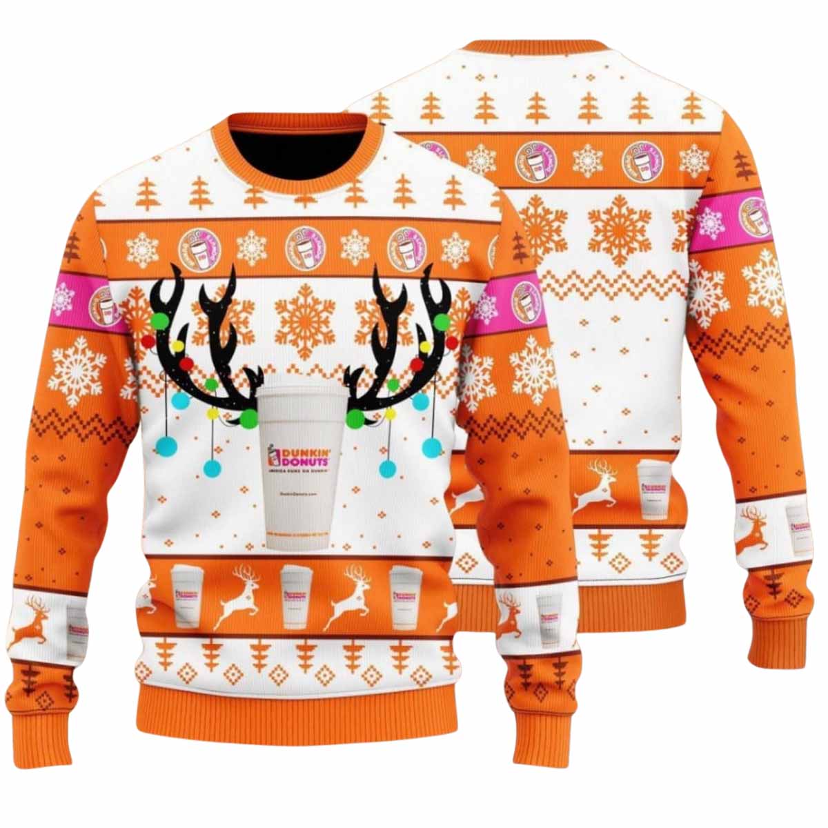 Dunkin’ Donuts Reindeer Horn Ugly Christmas Sweater Dunkin Donuts Reindeer Horn Ugly Christmas Sweater