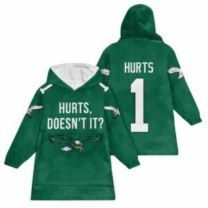 Eagles Hurts Doesn’t It Football Unisex Blanket Hoodie Eagles Hurts Doesn’t It Football Unisex Blanket Hoodie