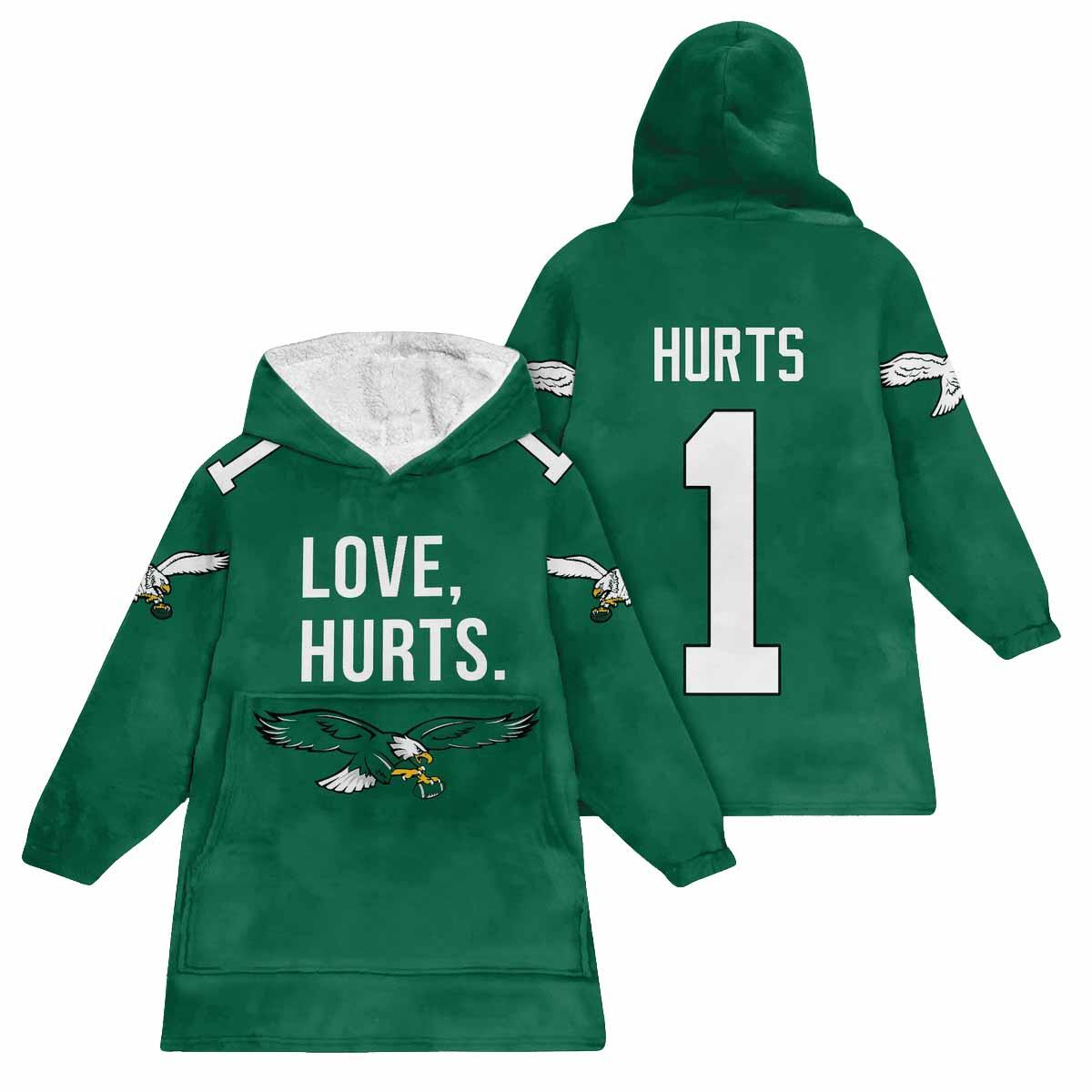 Eagles Love Hurts Football Unisex Blanket Hoodie Eagles Love Hurts Football Unisex Blanket Hoodie