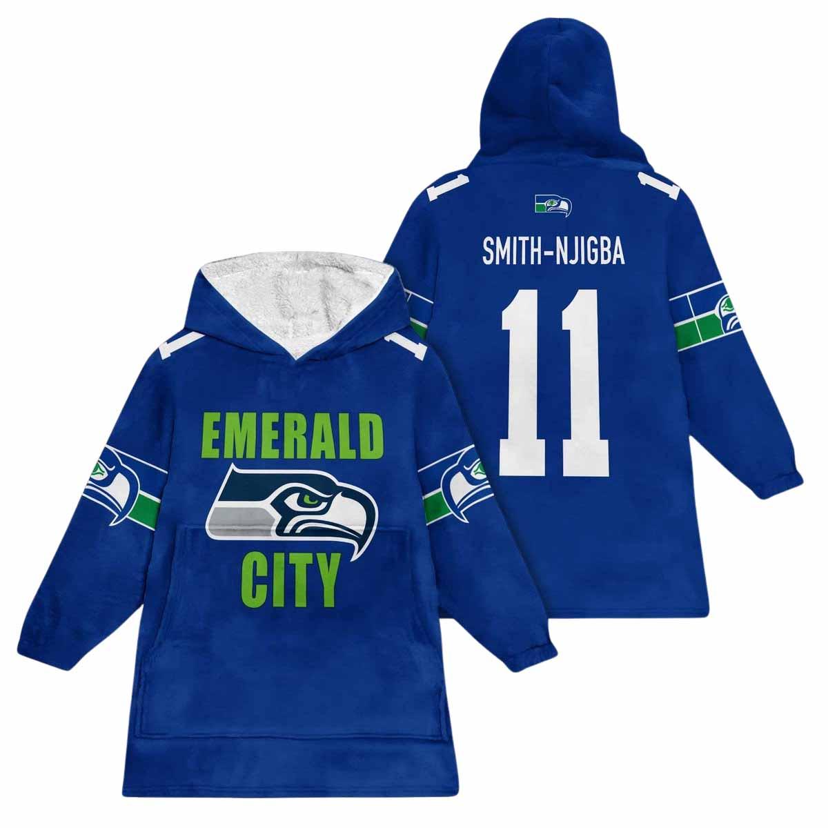 Emerald City 11 Seattle Football Unisex Blanket Hoodie Emerald City 11 Seattle Football Unisex Blanket Hoodie