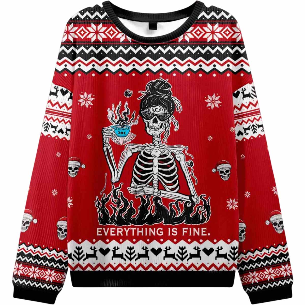 Everything Is Fine Ugly Christmas Sweater Everything Is Fine Ugly Christmas Sweater