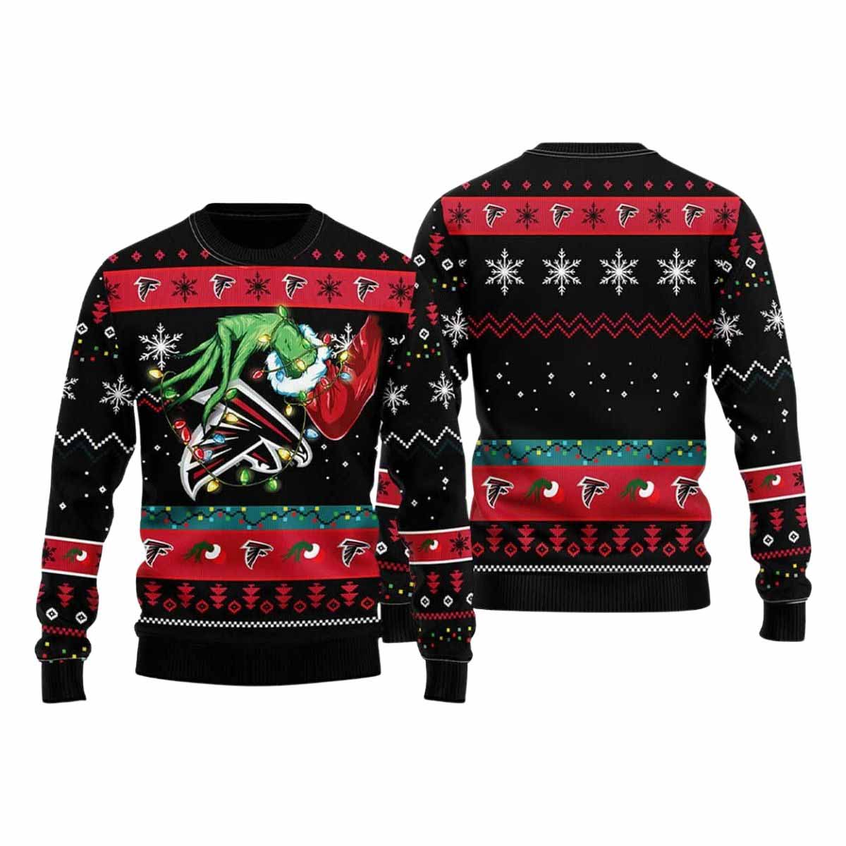 Falcons Grnch Hand Ugly Christmas Sweater Falcons Grnch Hand Ugly Christmas Sweater