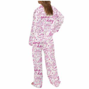 Football Doodles Game Day Silky Satin Pajama Set 1 Football Doodles Game Day Silky Satin Pajama Set
