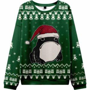 Frog Wearing Santa Hat Green Ugly Christmas Sweater Frog Wearing Santa Hat Green Ugly Christmas Sweater