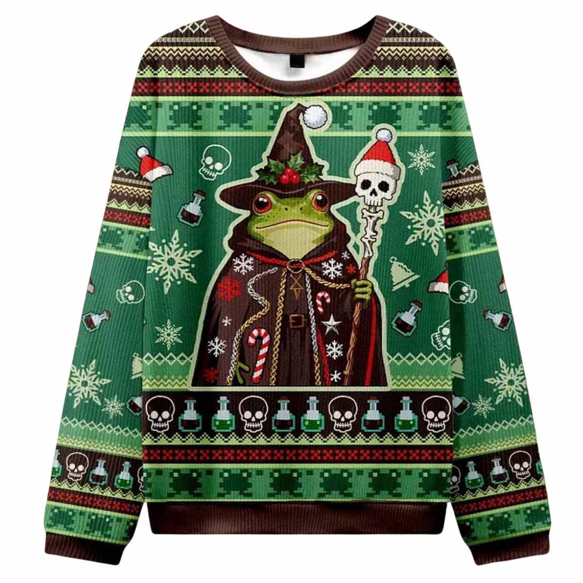 Frog Wizard Christmas Ugly Sweater Frog Wizard Christmas Ugly Sweater