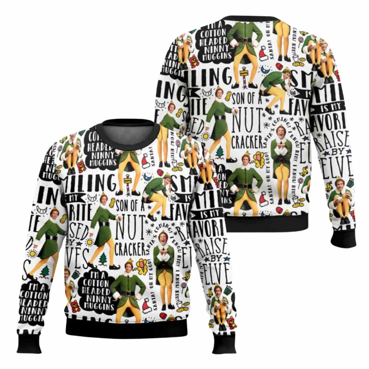 Fun Christmas Smiling Elf Ugly Christmas Sweater Fun Christmas Smiling Elf Ugly Christmas Sweater