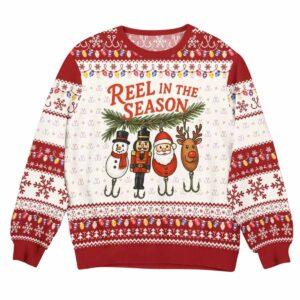 Funny Fishing Reel in The Season Ugly Christmas Sweater