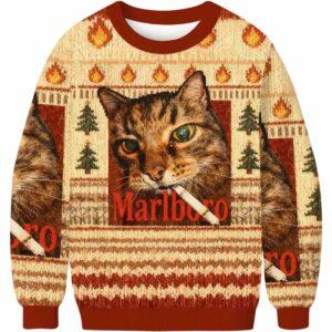Funny Smoking Cat Meme Ugly Christmas Sweater Funny Smoking Cat Meme Ugly Christmas Sweater