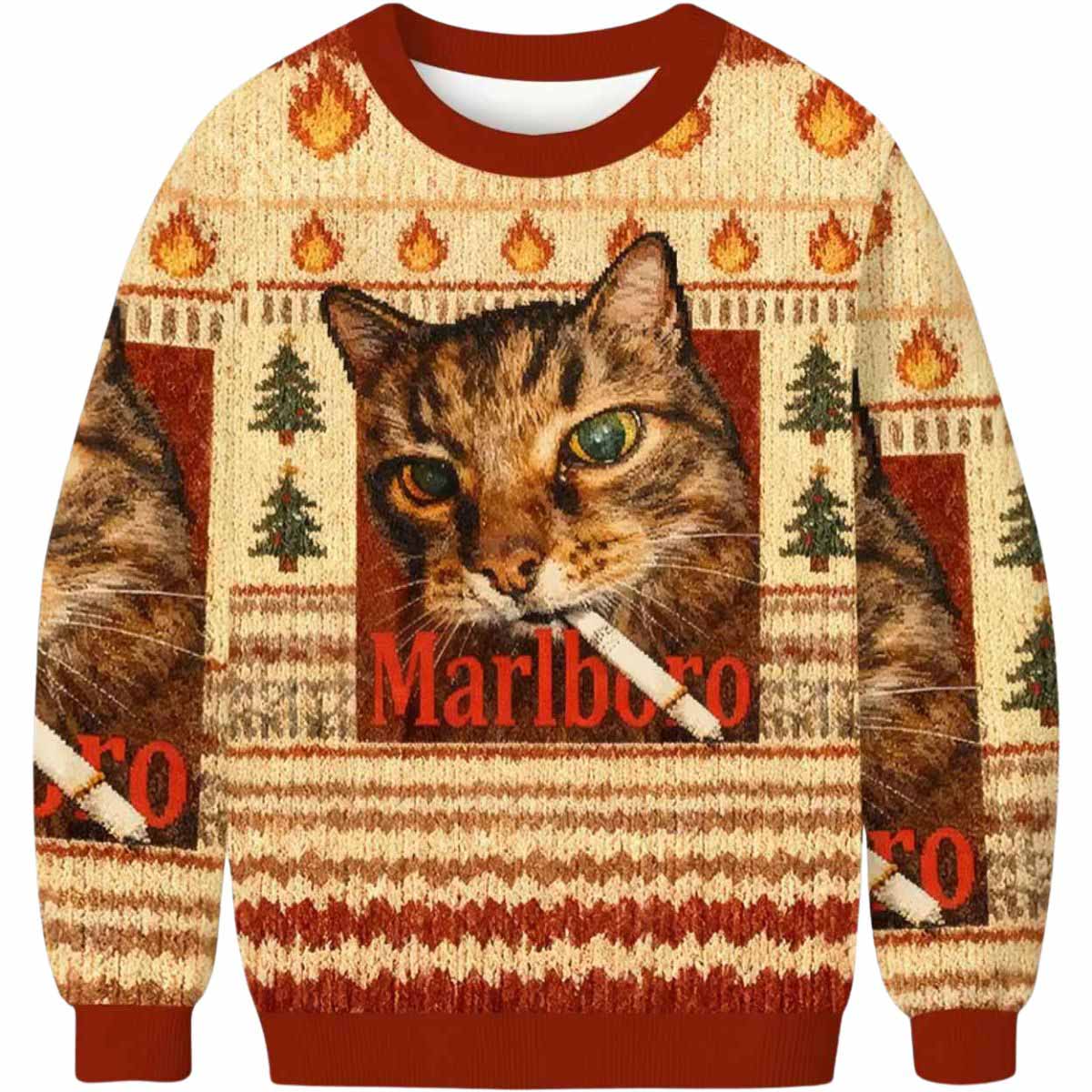 Funny Smoking Cat Meme Ugly Christmas Sweater Funny Smoking Cat Meme Ugly Christmas Sweater