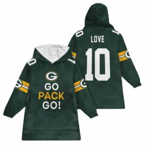 Go Pack Go Love 10 Green Bay Football Unisex Blanket Hoodie Go Pack Go Love 10 Green Bay Football Unisex Blanket Hoodie