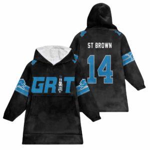 Grit 14 Detroit Football Unisex Blanket Hoodie Grit 14 Detroit Football Unisex Blanket Hoodie