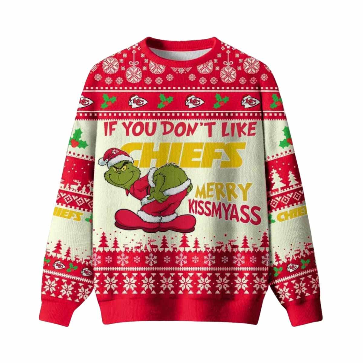 Grnch If You Don’t Like Chiefs Merry Kissmyass Ugly Christmas Sweater Grnch If You Dont Like Chiefs Merry Kissmyass Ugly Christmas Sweater