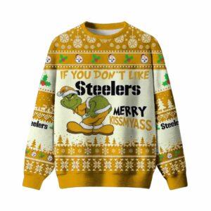 Grnch If You Dont Like Steelers Merry Kissmyass Ugly Christmas Sweater