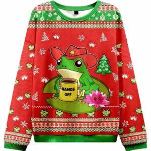 Hands Off Frog Ugly Christmas Sweater Hands Off Frog Ugly Christmas Sweater